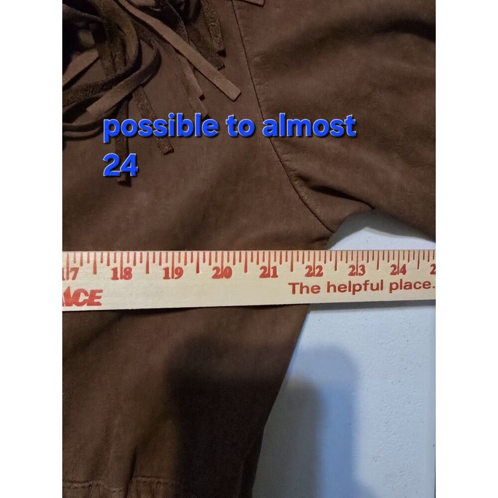 Leather Suede Jacket Womens SZ L Fringe Western Grunge Cowgirl WSpice Rustic - Picture 10 of 16